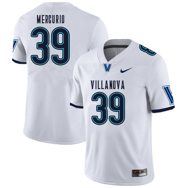 Men #39 Matthew Mercurio Villanova Wildcats College Football Jerseys Sale-White - Click Image to Close